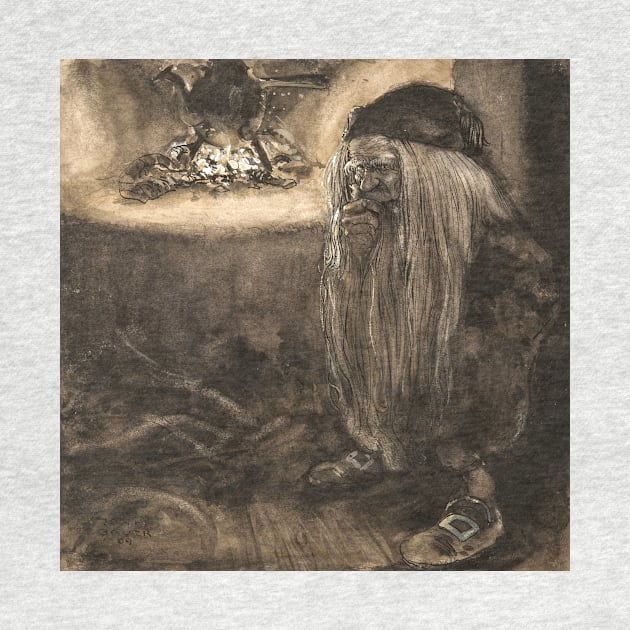 Brownie by a Fireplace by John Bauer by Classic Art Stall